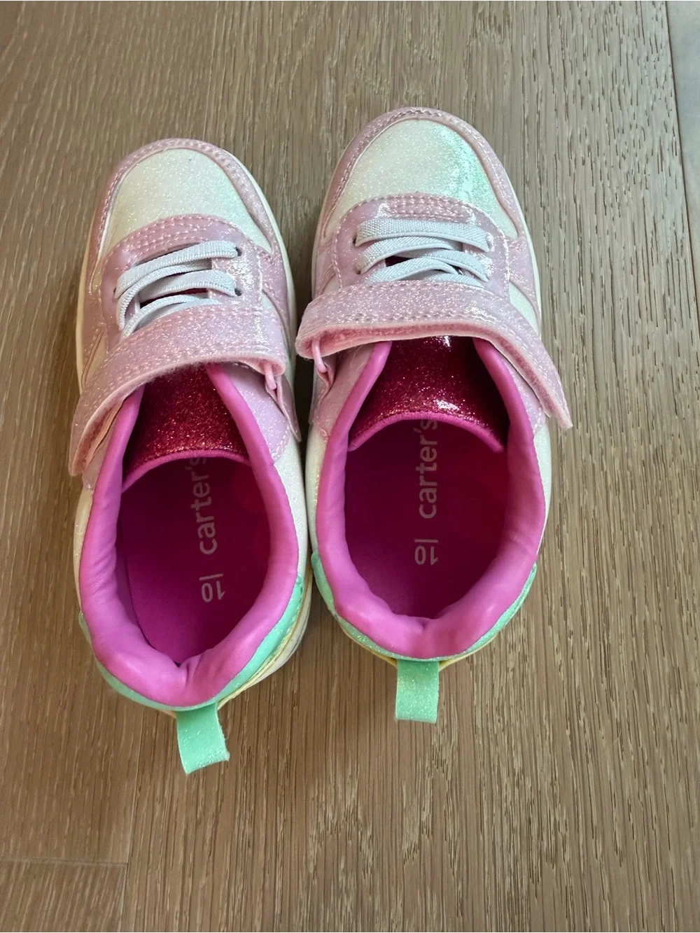 Carter’s Girls Glitter Sneakers Pink Rainbow Size 10